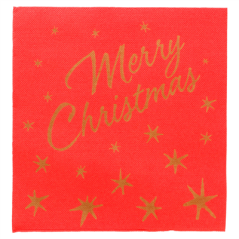 Image SERVIETTES "DOUBLE POINT" 'MERRY CHRISTMAS' 18 G/M2 40x40 CM ROUGE OUATE (1200 UNITÉ) #1