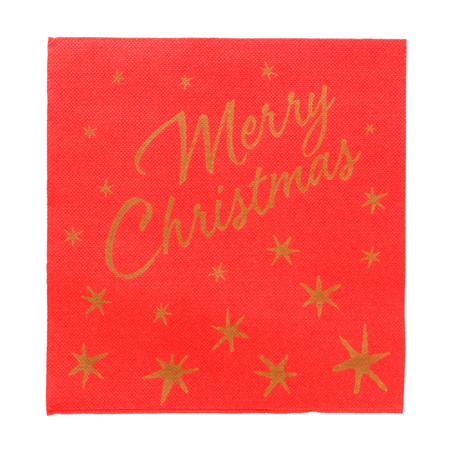 Image SERVIETTES "DOUBLE POINT" 'MERRY CHRISTMAS' 18 G/M2 40x40 CM ROUGE OUATE (1200 UNITÉ) #1