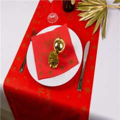 Image SERVIETTES "DOUBLE POINT" 'MERRY CHRISTMAS' 18 G/M2 40x40 CM ROUGE OUATE (1200 UNITÉ) #4