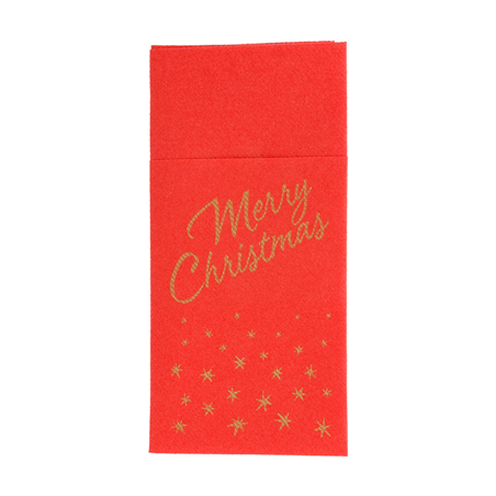 Image SERVIETTES SOFT KANGOUROU 'MERRY CHRISTMAS' 55 G/M2 40x40 CM ROUGE AIRLAID (700 UNITÉ) #1
