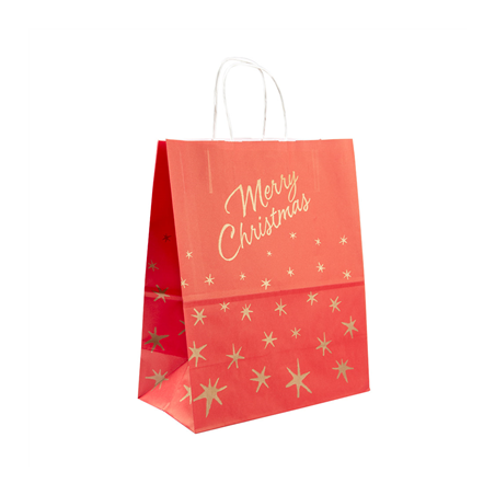 Image SACS SOS AVEC ANSES 'MERRY CHRISTMAS' 80 G/M2 20+10x29 CM ROUGE CELLULOSE (250 UNITÉ) #1