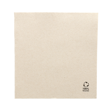 Image SERVIETTES ECOLABEL 'DOUBLE POINT' 19 G/M2 33x33 CM NATUREL OUATE RECYCLÉE (1200 UNITÉ) #1