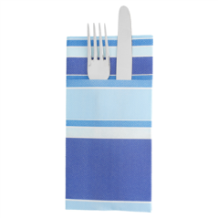 Image SERVIETTES KANGOUROU 'BAYADÈRES' 55 G/M2 40x40 CM BLEU AIRLAID (700 UNITÉ) #1