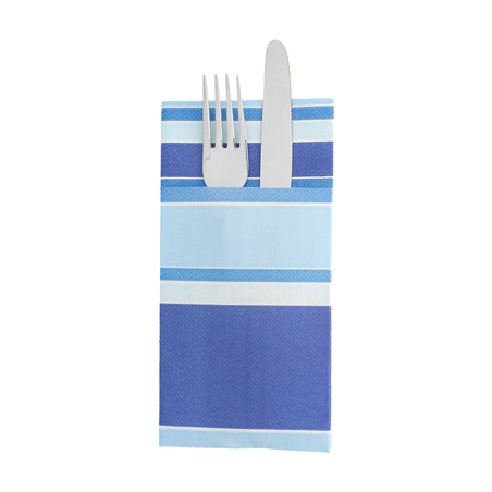 Image SERVIETTES KANGOUROU 'BAYADÈRES' 55 G/M2 40x40 CM BLEU AIRLAID (700 UNITÉ) #1