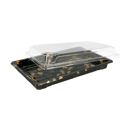 RÉCIPIENTS + COUVERCLES POUR "SUSHI"  24x15x4 CM NOIR PS (300 UNITÉ)