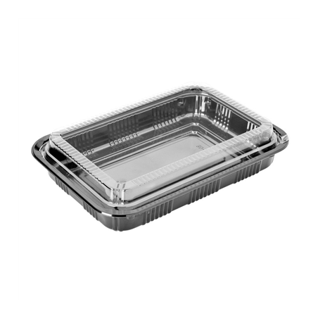 Image SETS BARQUETTES + COUVERCLES  20,2x13,5x5 CM NOIR PS (300 UNITÉ) #1