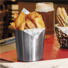 Image MINI RÉCIPIENTS À FRITES CLASSIQUES, LISSES  Ø 8,5x8,5 CM ARGENTE INOX (12 UNITÉ) #4