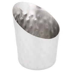Image MINI RÉCIPIENTS À FRITES TRONQUÉS, MARTELÉ 'ARTINOX'  Ø 8,5x8,5 CM ARGENTE INOX (12 UNITÉ) #1