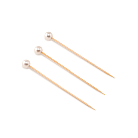 Image PIQUES "PERLE"  9 (h) CM NATUREL BAMBOU (100 UNITÉ) #1