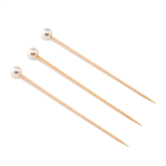 Image PIQUES "PERLE"  12 (h) CM NATUREL BAMBOU (100 UNITÉ) #1