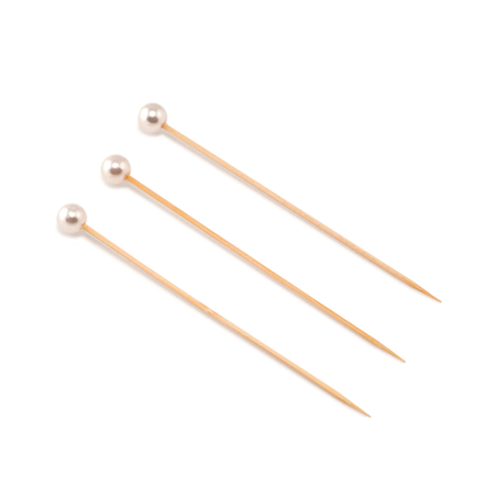 Image PIQUES "PERLE"  12 (h) CM NATUREL BAMBOU (100 UNITÉ) #1