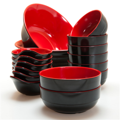 BOLS NOIR/ROUGE 'ASAMI WARE' 2600 ML Ø 25,4x10 CM MÉLAMINE (24 UNITÉ)