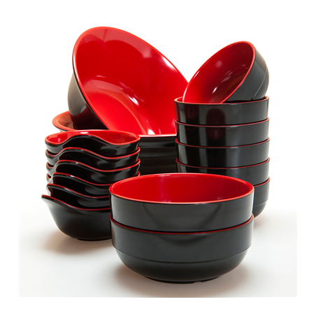 BOLS NOIR/ROUGE 'ASAMI WARE' 2600 ML Ø 25,4x10 CM MÉLAMINE (24 UNITÉ)