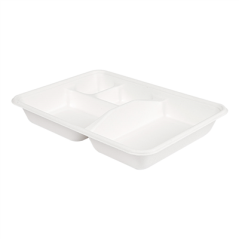 Image PLATEAUX 4 COMPART. 'BIONIC' 23x17x3,5 CM BLANC BAGASSE (400 UNITÉ) #1