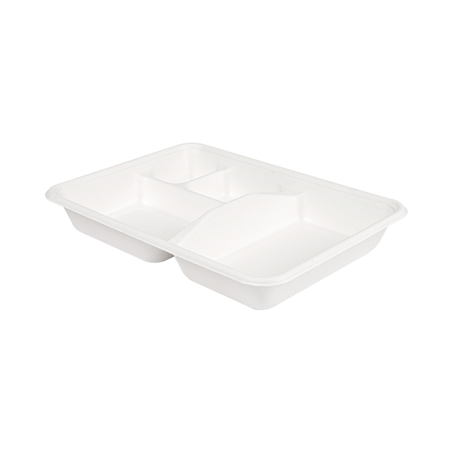 Image PLATEAUX 4 COMPART. 'BIONIC'  23x17x3,5 CM BLANC BAGASSE (400 UNITÉ) #1
