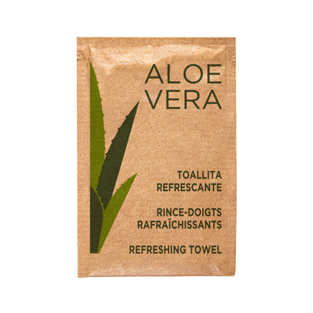 Image SERVIETTE RAFRAÎCHISSANTE "ALOE VERA" KRAFT  6x8 CM BLANC CELLULOSE (2000 UNITÉ) #1
