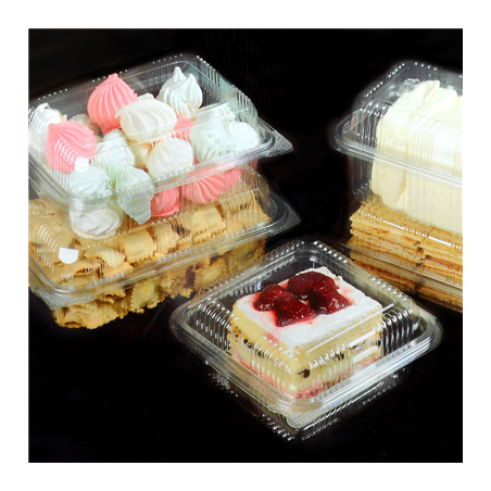 RÉCIPIENTS PÂTISSERIES + COUVERCLE 500 ML 11,5x15,3x9 CM TRANSPARENT RPET (800 UNITÉ)