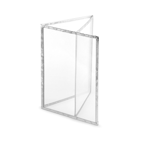 Image MENU "AMÉRICAIN" DIN-A4 3 CORPS   ARGENTE PVC (1 UNITÉ) #1