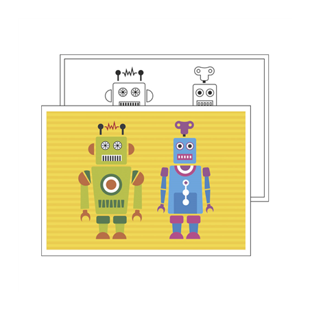 Image SETS DE TABLE COLORIAGE "ROBOT"  100 G/M2 31x43 CM QUADRICHROMIE CELLULOSE (1000 UNITÉ) #1