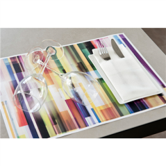 SETS DE TABLE OFFSET 'VÉRTIGO' 70 G/M2 31x43 CM QUADRICHROMIE PAPIER (2000 UNITÉ)