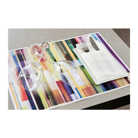 SETS DE TABLE OFFSET 'VÉRTIGO' 70 G/M2 31x43 CM QUADRICHROMIE PAPIER (2000 UNITÉ)