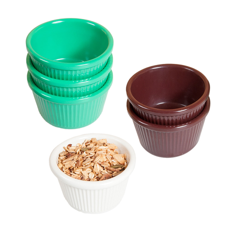 Image RAMEQUINS STRIÉS 'ASAMI WARE' 90 ML Ø 7,8x3,4 CM MARRON MÉLAMINE (48 UNITÉ) #1