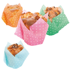 Image MUFFIN CUPS 'TULIP - POLKA' 50 G/M2 17,5x17,5 CM ASSORTI CELLULOSE (900 UNITÉ) #1