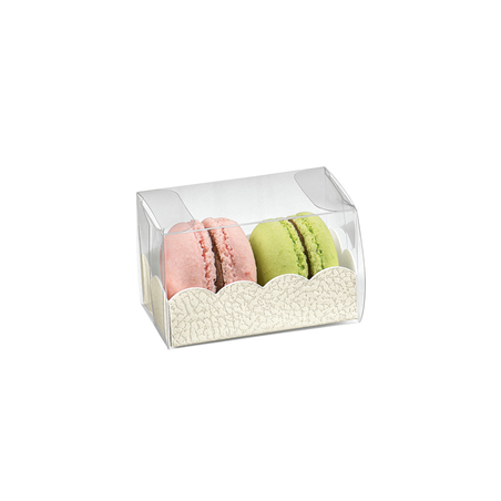 Image BOÎTES MACARONS + BASES BRISTOL  8x5x5 CM TRANSPARENT PET (200 UNITÉ) #1