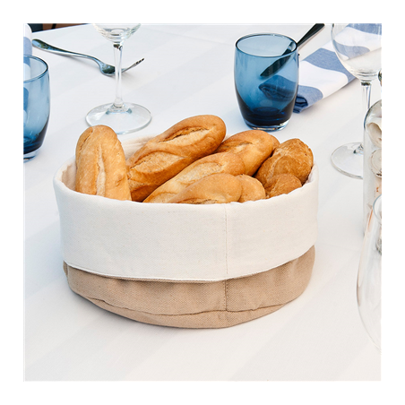 CORBEILLES PAIN CRÈME/MARRON  Ø 20x9,5 CM COTON (12 UNITÉ)