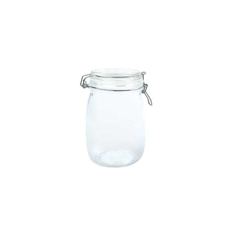 RÉCIPIENT STOCKAGE + FERMETURE CLIP 'WAKI GLASS' 1 L Ø 11x17 CM TRANSPARENT VERRE (12 UNITÉ) RÉCIPIENT STOCKAGE + FERMETURE CLIP 'WAKI GLASS' 1 L Ø 11x17 CM TRANSPARENT VERRE (12 UNITÉ)