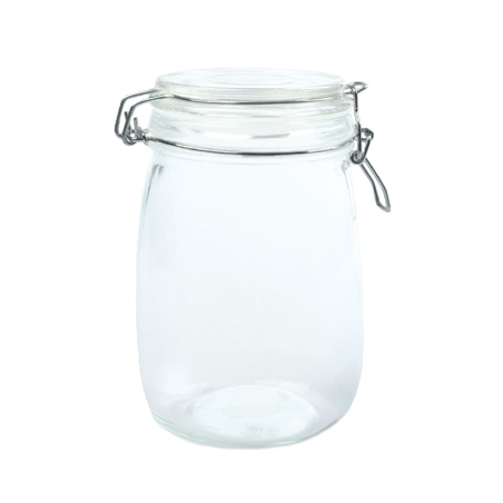 Image RÉCIPIENT STOCKAGE + FERMETURE CLIP 'WAKI GLASS' 1 L Ø 11x17 CM TRANSPARENT VERRE (12 UNITÉ) #1