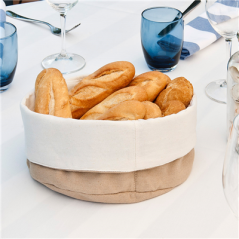 CORBEILLES PAIN CRÈME/MARRON 18x25x9 CM COTON (12 UNITÉ)