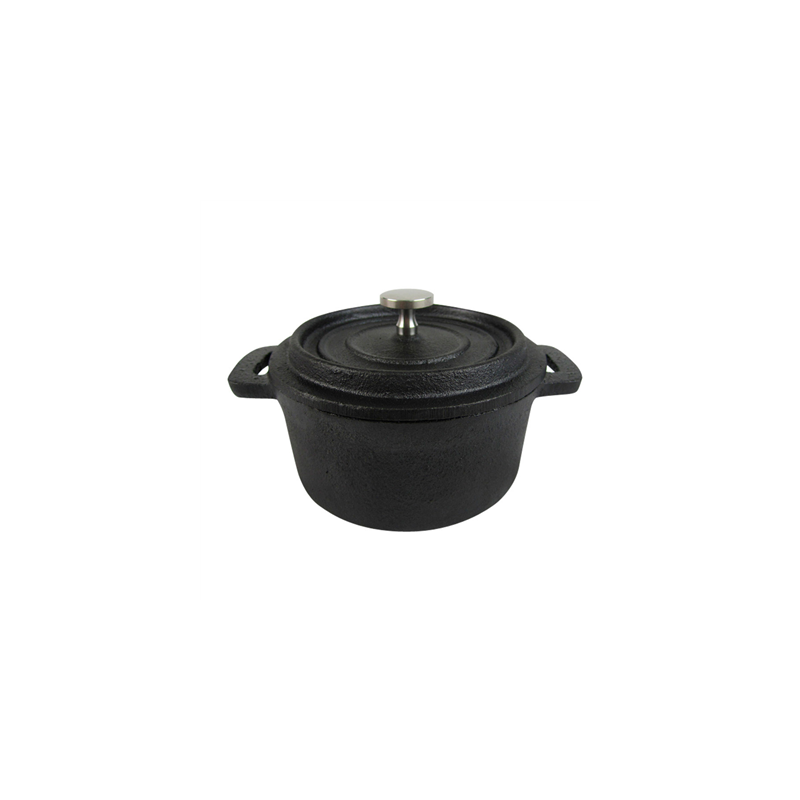 COCOTTE RONDE AVEC COUVERCLE 700 ml Ø 14(18,7)x7,1 CM NOIR FER (12 UNITÉ)