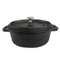 Image COCOTTE OVALE AVEC COUVERCLE 250 ML 12,4(15,5)x9,2x5 CM NOIR FER (12 UNITÉ) #1