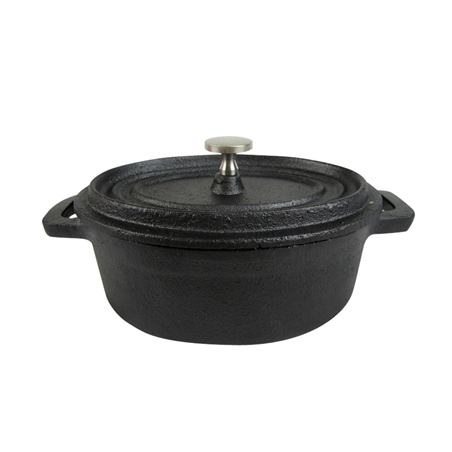 Image COCOTTE OVALE AVEC COUVERCLE 450 ML 15,3(19)x10x6,3 CM NOIR FER (6 UNITÉ) #1