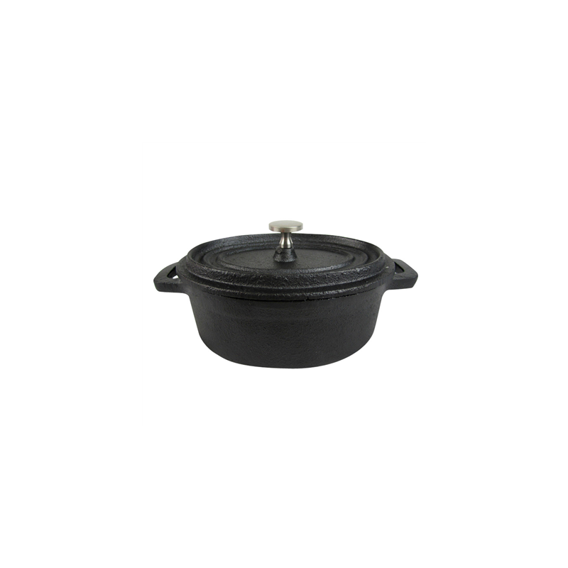 COCOTTE OVALE AVEC COUVERCLE 800 Ml 17,9(23,9)x14x6,9 CM NOIR FER (6 UNITÉ)