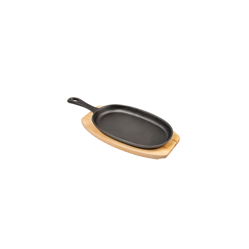 ASSIETTE CHAMPÊTRE + SUPPORT EN BOIS  23,5x13,5 CM NOIR FER (8 UNITÉ)