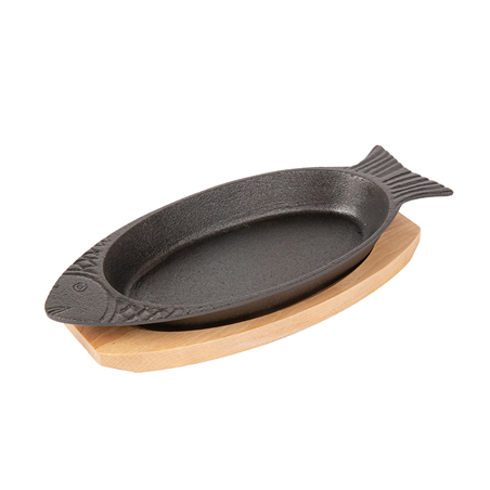 Image ASSIETTE POISSON + SUPPORT EN BOIS  32x13 CM NOIR FER (8 UNITÉ) #1