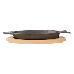 ASSIETTE POISSON + SUPPORT EN BOIS  32x13 CM NOIR FER (8 UNITÉ)