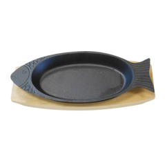 Image ASSIETTE POISSON + SUPPORT EN BOIS  48x19,5 CM NOIR FER (6 UNITÉ) #1