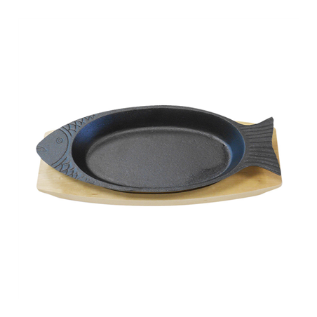 Image ASSIETTE POISSON + SUPPORT EN BOIS  48x19,5 CM NOIR FER (6 UNITÉ) #1