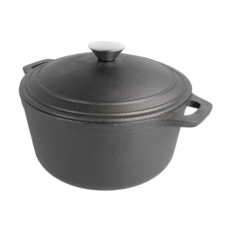 Image COCOTTE RONDE AVEC COUVERCLE 4800 ML Ø 25,5(33)x12,5 CM NOIR FER (2 UNITÉ) #1