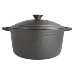 COCOTTE RONDE AVEC COUVERCLE 4800 ML Ø 25,5(33)x12,5 CM NOIR FER (2 UNITÉ)