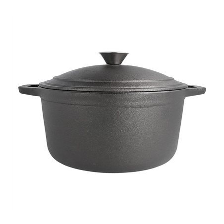 COCOTTE RONDE AVEC COUVERCLE 4800 ML Ø 25,5(33)x12,5 CM NOIR FER (2 UNITÉ)