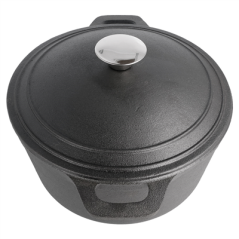 Image COCOTTE RONDE AVEC COUVERCLE 4800 ML Ø 25,5(33)x12,5 CM NOIR FER (2 UNITÉ) #3
