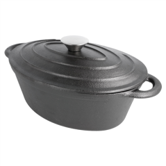 Image COCOTTE OVALE AVEC COUVERCLE 3500 ML 29(36)x21x10,9 CM NOIR FER (3 UNITÉ) #1