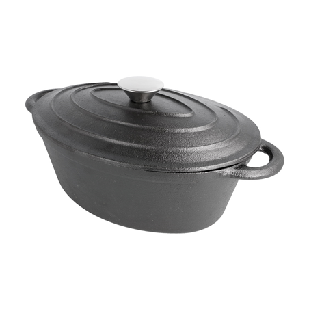 Image COCOTTE OVALE AVEC COUVERCLE 3500 ML 29(36)x21x10,9 CM NOIR FER (3 UNITÉ) #1