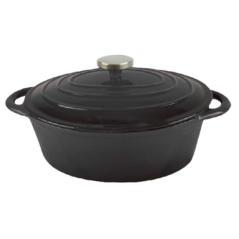 Image COCOTTE OVALE AVEC COUVERCLE 4500 ML 30,5(37,5)x23x11,5 CM NOIR FER (2 UNITÉ) #1