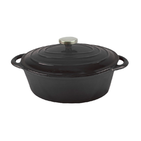 Image COCOTTE OVALE AVEC COUVERCLE 4500 ML 30,5(37,5)x23x11,5 CM NOIR FER (2 UNITÉ) #1