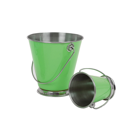 MINI SEAUX Ø 12x12 CM VERT INOX (12 UNITÉ)